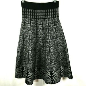 Lapis Skirt Womens Sz S Gray‎ Black Wool Blend Knit High Waist A-Line